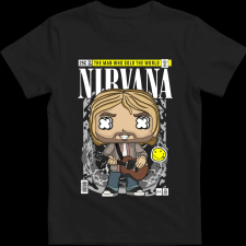 Createyou Nirvana Kurt Cobain - Férfi - Fekete - 2XL férfi póló
