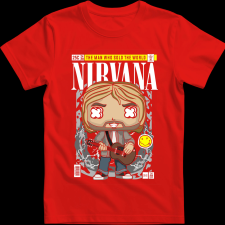 Createyou Nirvana Kurt Cobain - Férfi - Piros - 3XL férfi póló