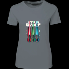 Createyou Star Wars lézerkardok - Női - Szürke - L női póló