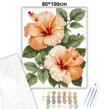 Creative Land Kft Barackos hibiszkuszok - számfestő készlet – 80×100 cm (Keretre feszítve) kreatív és készségfejlesztő