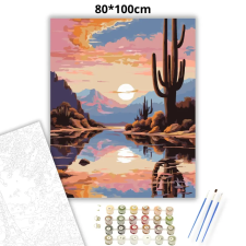 Creative Land Kft Békés kaktusz tükröződése - számfestő készlet – 80×100 cm (Keretre feszítve) kreatív és készségfejlesztő