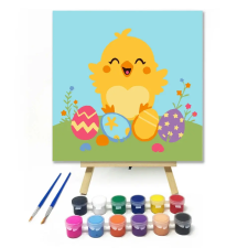 Creative Land Kft Boldog kiscsibe - gyerek számfestő készlet – 20×20 cm (Keretre feszítve) kreatív és készségfejlesztő