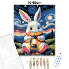 Creative Land Kft Csillagfényes nyuszi - számfestő készlet – 40×50 cm (Keretre feszítve) kreatív és készségfejlesztő