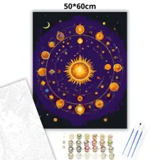 Creative Land Kft Csillagjegyek gyűrűje - számfestő készlet – 50×60 cm (Keretre feszítve) kreatív és készségfejlesztő