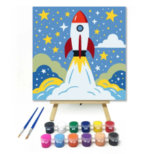 Creative Land Kft Csillagos felszállás - gyerek számfestő készlet – 20×20 cm (Keretre feszítve) kreatív és készségfejlesztő