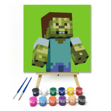 Creative Land Kft Kockás zombi - gyerek számfestő készlet – 40×40 cm (Keretre feszítve) kreatív és készségfejlesztő