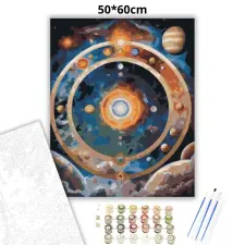 Creative Land Kft Kozmikus bolygógyűrű - számfestő készlet – 50×60 cm (Keretre feszítve) kreatív és készségfejlesztő
