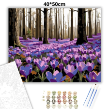 Creative Land Kft Krókuszos virágtenger - számfestő készlet – 40×50 cm (Keretre feszítve) kreatív és készségfejlesztő