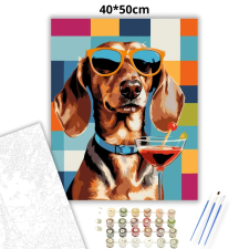 Creative Land Kft Laza koktélozó tacskó - számfestő készlet – 40×50 cm (Keretre feszítve) kreatív és készségfejlesztő