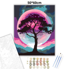 Creative Land Kft Magányos fa sziluettje - számfestő készlet – 50×60 cm (Keretre feszítve) kreatív és készségfejlesztő