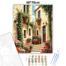 Creative Land Kft Mediterrán sikátor - számfestő készlet – 60×70 cm (Keretre feszítve) kreatív és készségfejlesztő