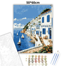 Creative Land Kft Mediterrán vitorlások - számfestő készlet – 50×60 cm (Keretre feszítve) kreatív és készségfejlesztő
