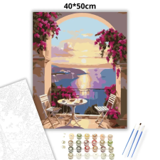 Creative Land Kft Meghitt terasz - számfestő készlet – 40×50 cm (Keretre feszítve) kreatív és készségfejlesztő