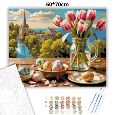 Creative Land Kft Meghitt tulipáncsokor - számfestő készlet – 60×70 cm (Keretre feszítve) kreatív és készségfejlesztő