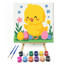 Creative Land Kft Mosolygós csibe - gyerek számfestő készlet – 40×40 cm (Keretre feszítve) kreatív és készségfejlesztő