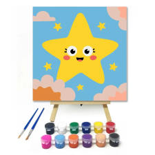 Creative Land Kft Mosolygós csillag - gyerek számfestő készlet – 30×30 cm (Keretre feszítve) kreatív és készségfejlesztő