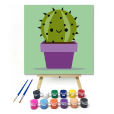 Creative Land Kft Mosolygós kaktusz - gyerek számfestő készlet – 40×40 cm (Keret nélkül) kreatív és készségfejlesztő