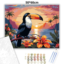 Creative Land Kft Naplementés tukán - számfestő készlet – 50×60 cm (Keret nélkül) kreatív és készségfejlesztő