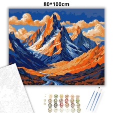 Creative Land Kft Narancsfényű csúcsok - számfestő készlet – 80×100 cm (Keretre feszítve) kreatív és készségfejlesztő