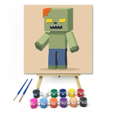 Creative Land Kft Négyzetes zombi - gyerek számfestő készlet – 40×40 cm (Keretre feszítve) kreatív és készségfejlesztő