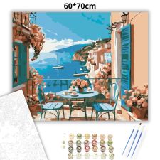 Creative Land Kft Nyaralós erkélyasztal - számfestő készlet – 60×70 cm (Keretre feszítve) kreatív és készségfejlesztő