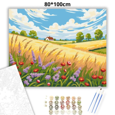 Creative Land Kft Pipacsos dombok - számfestő készlet – 80×100 cm (Keretre feszítve) kreatív és készségfejlesztő