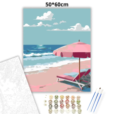 Creative Land Kft Rózsaszín napernyő - számfestő készlet – 50×60 cm (Keretre feszítve) kreatív és készségfejlesztő