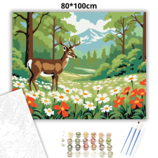 Creative Land Kft Szarvas a virágtengeren - számfestő készlet – 80×100 cm (Keretre feszítve) kreatív és készségfejlesztő