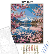 Creative Land Kft Sziromszőnyeges alpesi tó - számfestő készlet – 80×100 cm (Keretre feszítve) kreatív és készségfejlesztő