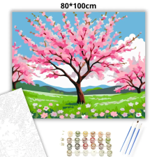 Creative Land Kft Tavaszi cseresznyefa virágzása - számfestő készlet – 80×100 cm (Keretre feszítve) kreatív és készségfejlesztő
