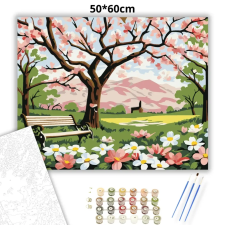 Creative Land Kft Tavaszi fa virágzása - számfestő készlet – 50×60 cm (Keretre feszítve) kreatív és készségfejlesztő