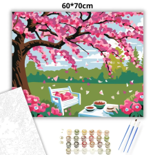 Creative Land Kft Tavaszi kerti pihenő - számfestő készlet – 60×70 cm (Keretre feszítve) kreatív és készségfejlesztő