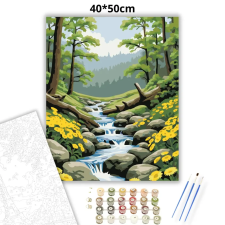 Creative Land Kft Tavaszi lépcsős patak - számfestő készlet – 40×50 cm (Keretre feszítve) kreatív és készségfejlesztő
