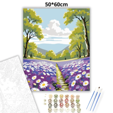 Creative Land Kft Tavaszi levendulás ösvény - számfestő készlet – 50×60 cm (Keretre feszítve) kreatív és készségfejlesztő