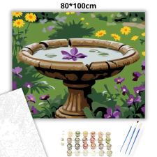 Creative Land Kft Tavaszi madáritató - számfestő készlet – 80×100 cm (Keretre feszítve) kreatív és készségfejlesztő