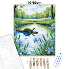 Creative Land Kft Teknős pihenő - számfestő készlet – 40×50 cm (Keretre feszítve) kreatív és készségfejlesztő