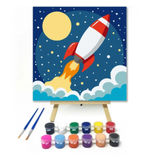 Creative Land Kft Űrrakéta útja - gyerek számfestő készlet – 40×40 cm (Keret nélkül) kreatív és készségfejlesztő