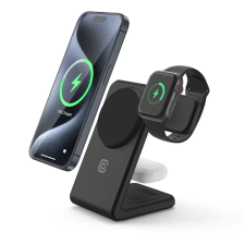 Crong Magspot Pivot Vezeték Nélküli Töltő - Fekete(15W) mobiltelefon kellék