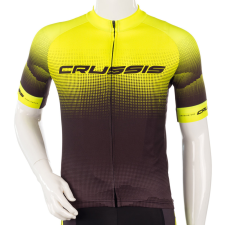 Crussis Rövid ujjú kerékpáros felső Crussis fekete-fluor sárga S biciklis mez