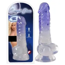 Crystal Clear - talpas herés dildó - 19,5 cm (áttetsző-lila) műpénisz, dildó