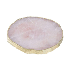 Crystal CRYSTAL poháralátét arany szegéllyel, Rózsakvarc Ø11cm konyhai eszköz