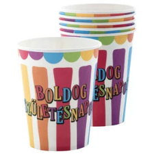  Csíkos-pöttyös Boldog Születésnapot pohár 250 ml party kellék