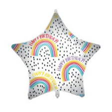 Csillag Happy Birthday Rainbow Star fólia lufi 46 cm party kellék
