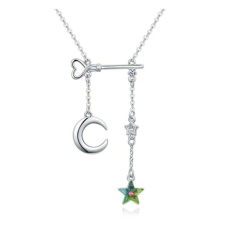 Csillag,hold- smaragdzöld- Swarovski kristályos nyaklánc nyaklánc
