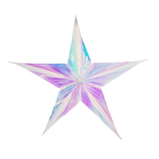  Csillag irizáló, szétnyitható, akasztós 20 cm dekorációs kellék