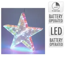  Csillag irizidáló 40 LED-es elemes M30cm dekorációs kellék
