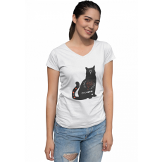  Csillag Macska - Női V Nyakú Póló
