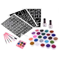  Csillám tetoválás készlet , rengeteg mintával és 24 féle színnel csillámtetoválás