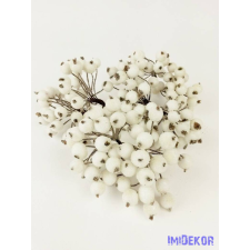  Csillámos drótos bogyó 1cm - Fehér dekorációs kellék