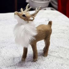  Csillámos szarvú szarvas hamvas  prémium 10cm karácsonyi dekoráció